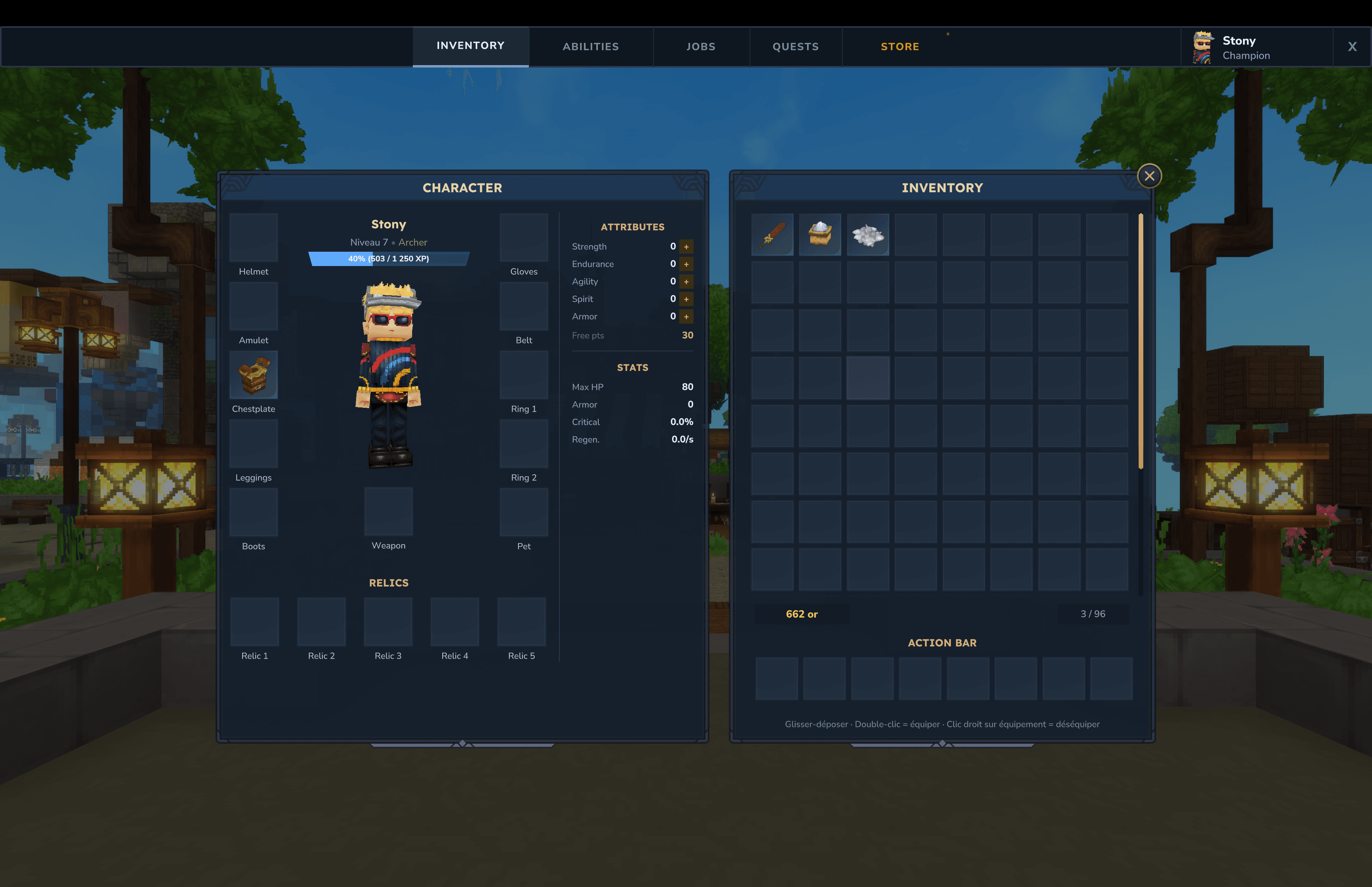 Hyzalia custom inventory interface Hytale MMORPG